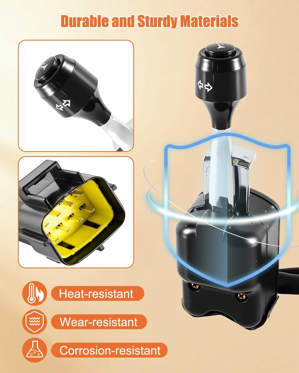 UTV Turn Signal Kit with Horn Kit, Turn Signal Switch, Amber Led Light, Plug and Play Street Legal Column Turn Signal Assembly Compatible with Polaris Pioneer Arctic Can-Am Cat Kawasaki