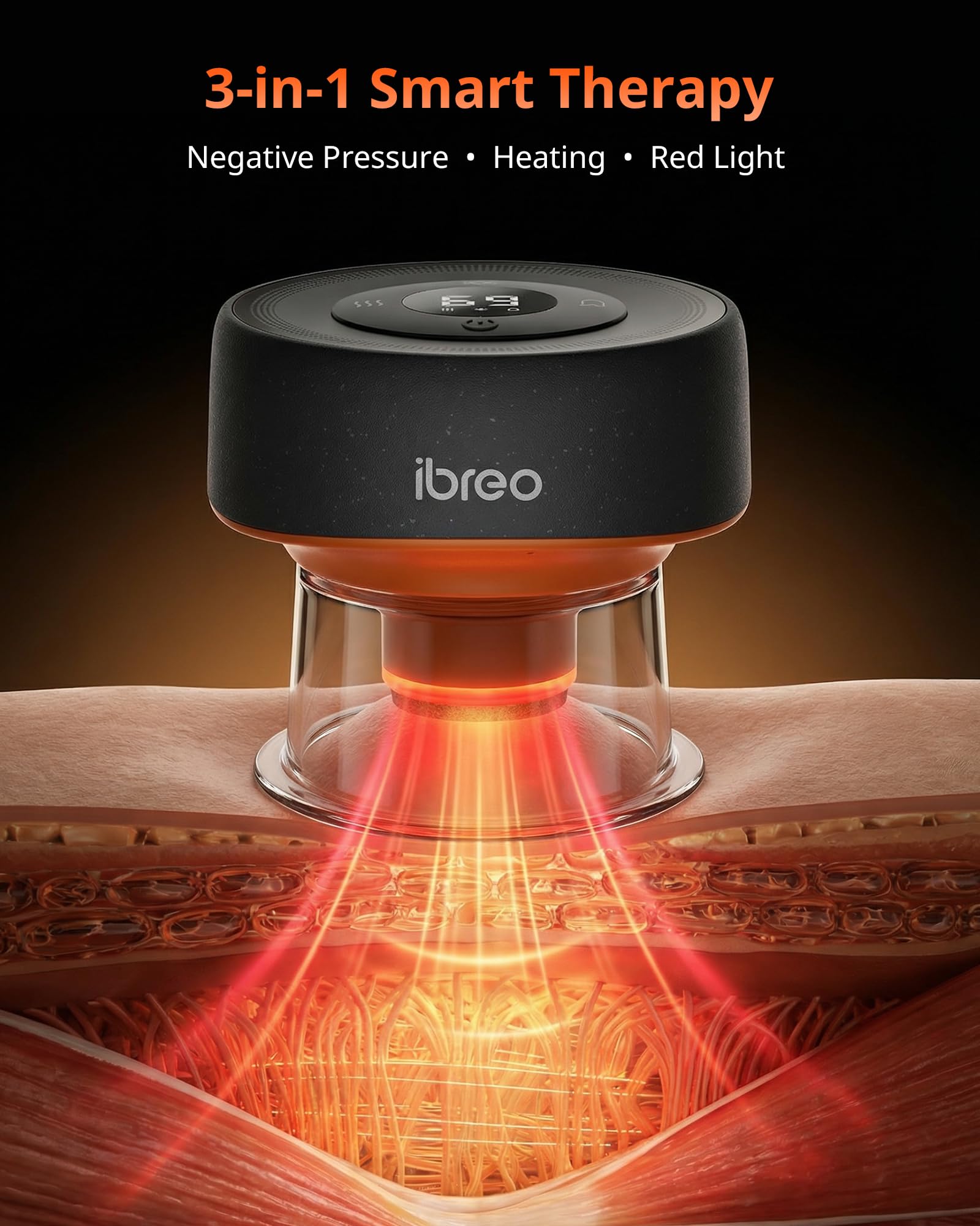 Pulse Pro Smart Schröpftherapie-Massagegerät mit Wärme, Rotlichttherapie, dynamische Saugkraft, Druckentlastung mit einem Knopf zur Schmerzlinderung, Muskelkater, Durchblutung und straffere Haut
