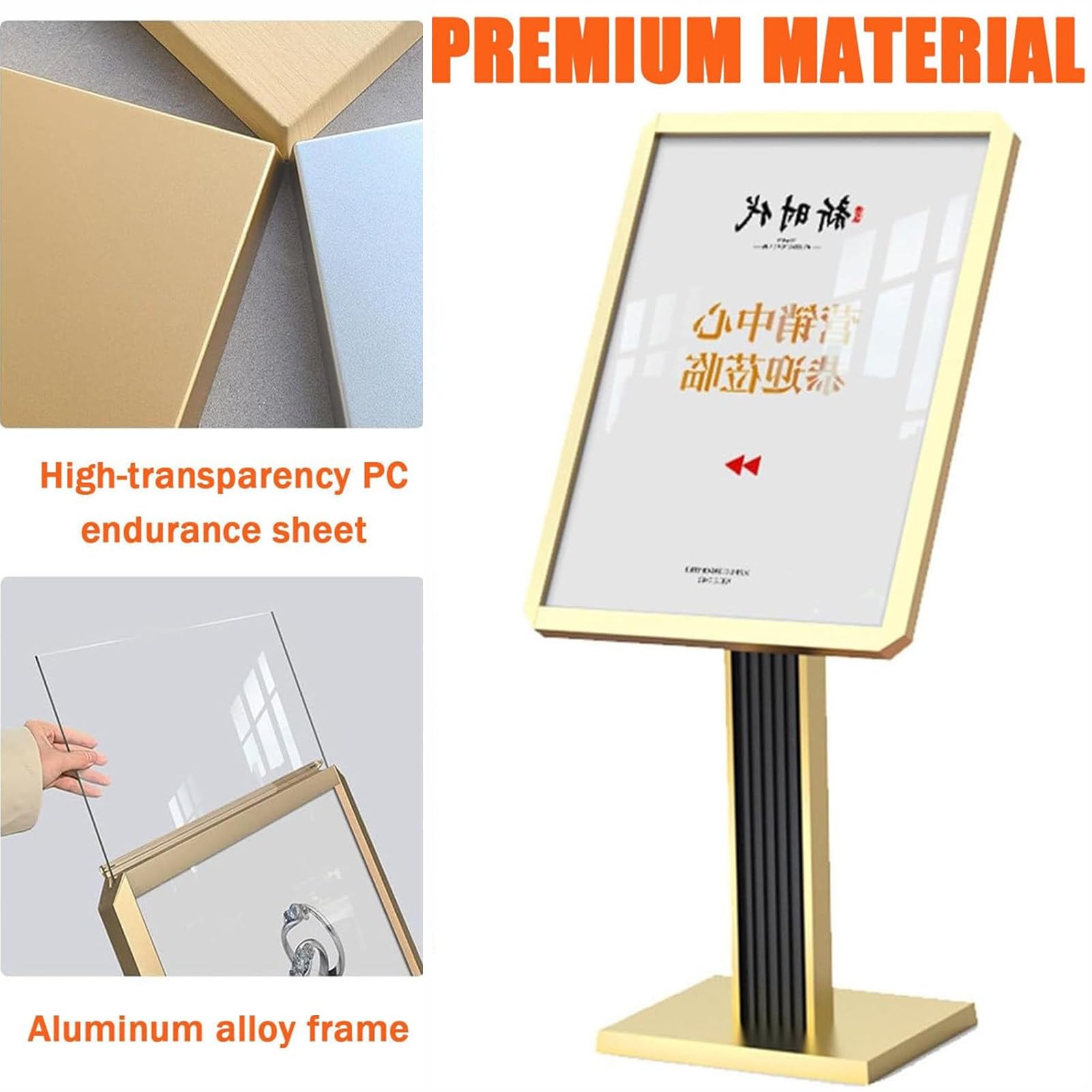 Soporte de Suelo Resistente para Carteles y señalización; Expositor publicitario Ajustable para orientación Horizontal o Vertical, Apto para Interiores y Exteriores. Silver-60 * 80cm