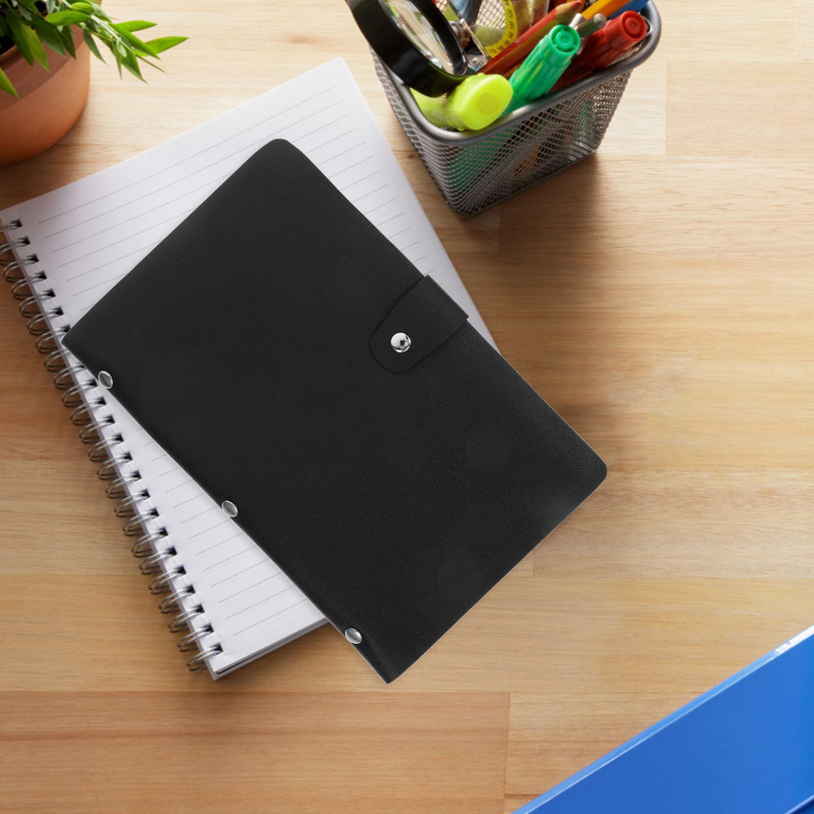 TEHAUX Carnet de Factures Pratique en Pu et Pvc Noir, Portable 20 Feuilles pour Organiser et Protéger Documents Importants au Bureau