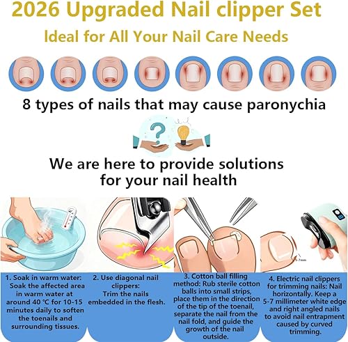 Miniatura 2 de Cortaúñas eléctrico, juego de cortaúñas mejorado 2026, incluye un cortaúñas automático 2 en 1 (con luz LED y caja de almacenamiento), un cortaúñas