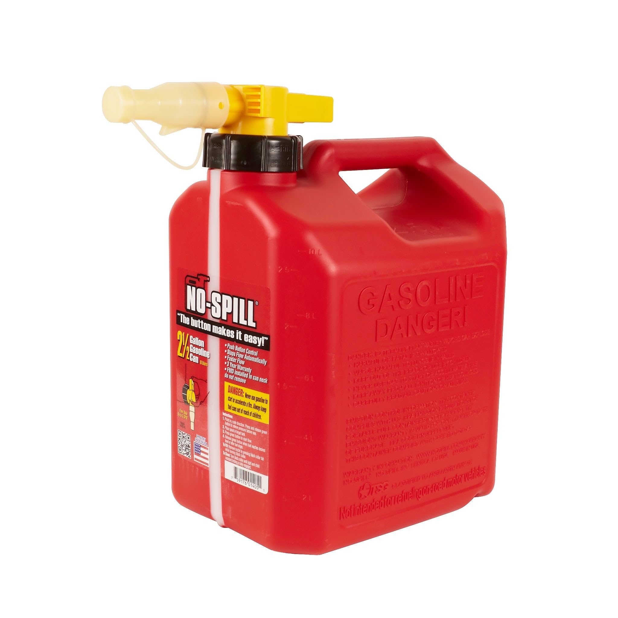 No Spill 1405 - Bote de gas de polietileno de 2-1/2 galones, color rojo