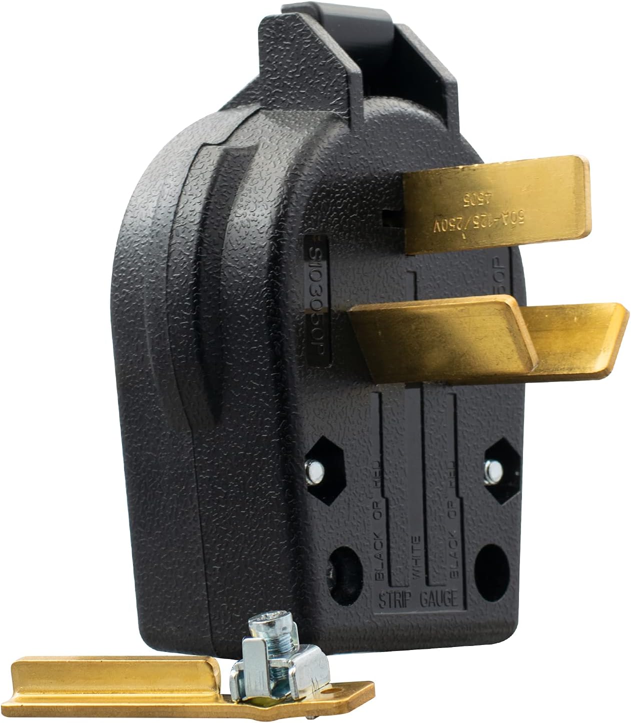 ELEGRP NEMA 10-30P & NEMA 10-50P Angle Plug, 4 Prong Electric Dryer/Range Oven Stove Plug, Straight Blade Heavy Duty, 30A 50A 125/250V, Industrial Grade, Non-Grounding, 3 Pole 3 Wire, UL Listed