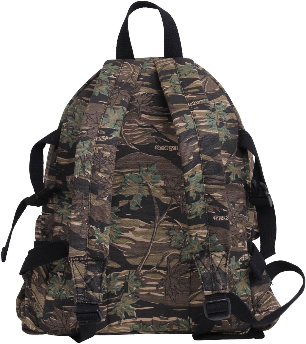 Rothco Vintage Canvas Compact Backpack, Small Cotton Canvas Daypack with Multi Pockets, Adjustable Straps, Mini Travel Bag (Smokey Branch Camo)
