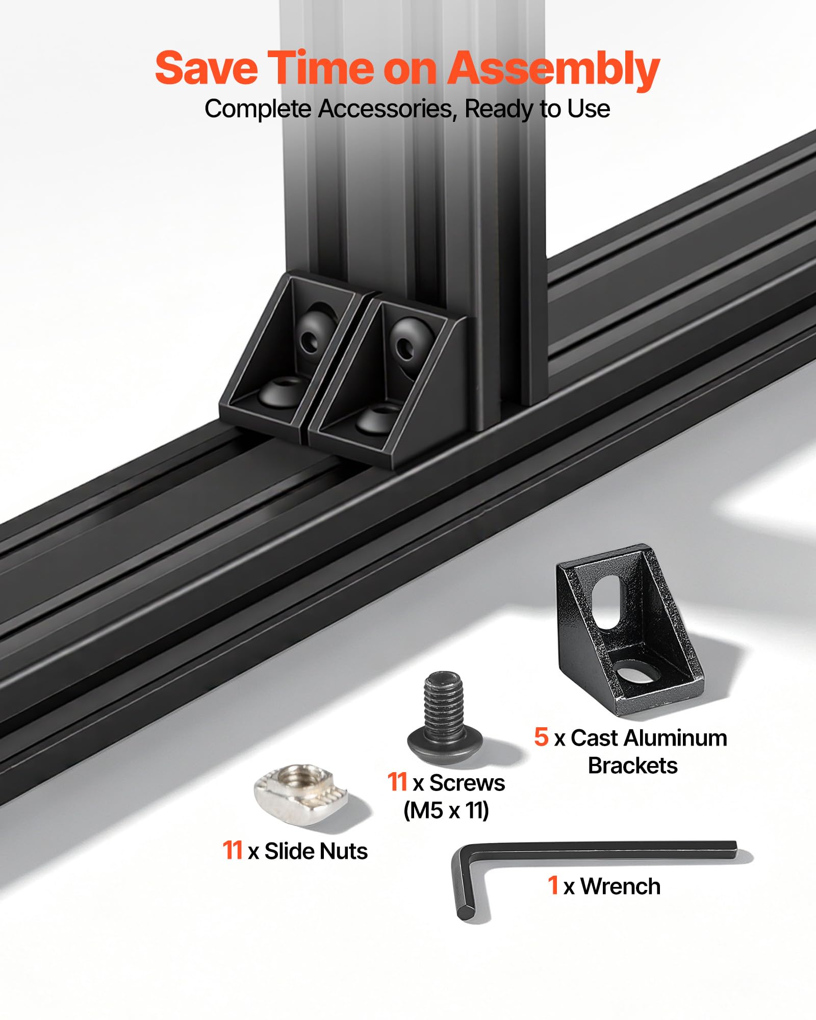 VEVOR 2040 Aluminium Profile 6 Stk. 2 m, Eloxierte V-Nut-Aluprofile nach EU-Standard, Hochfeste Strangpressprofile, Aluminiumschiene für 3D-Druckerteile, CNC-DIY-Werkbänke und Montage, Schwarz