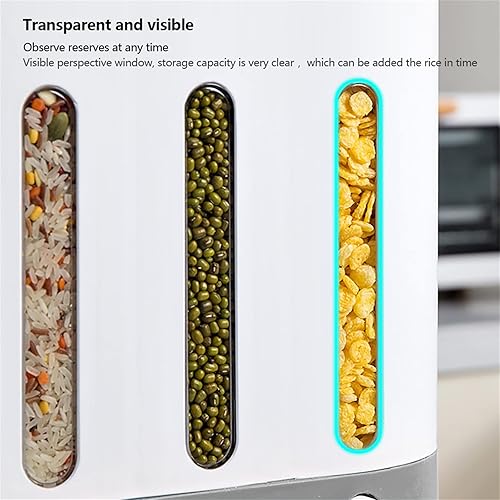 Miniatura 4 de DYRABREST Caja montada en la pared del dispensador del lavadero de los granos del arroz del cereal, contenedor separado del dispensador del cereal