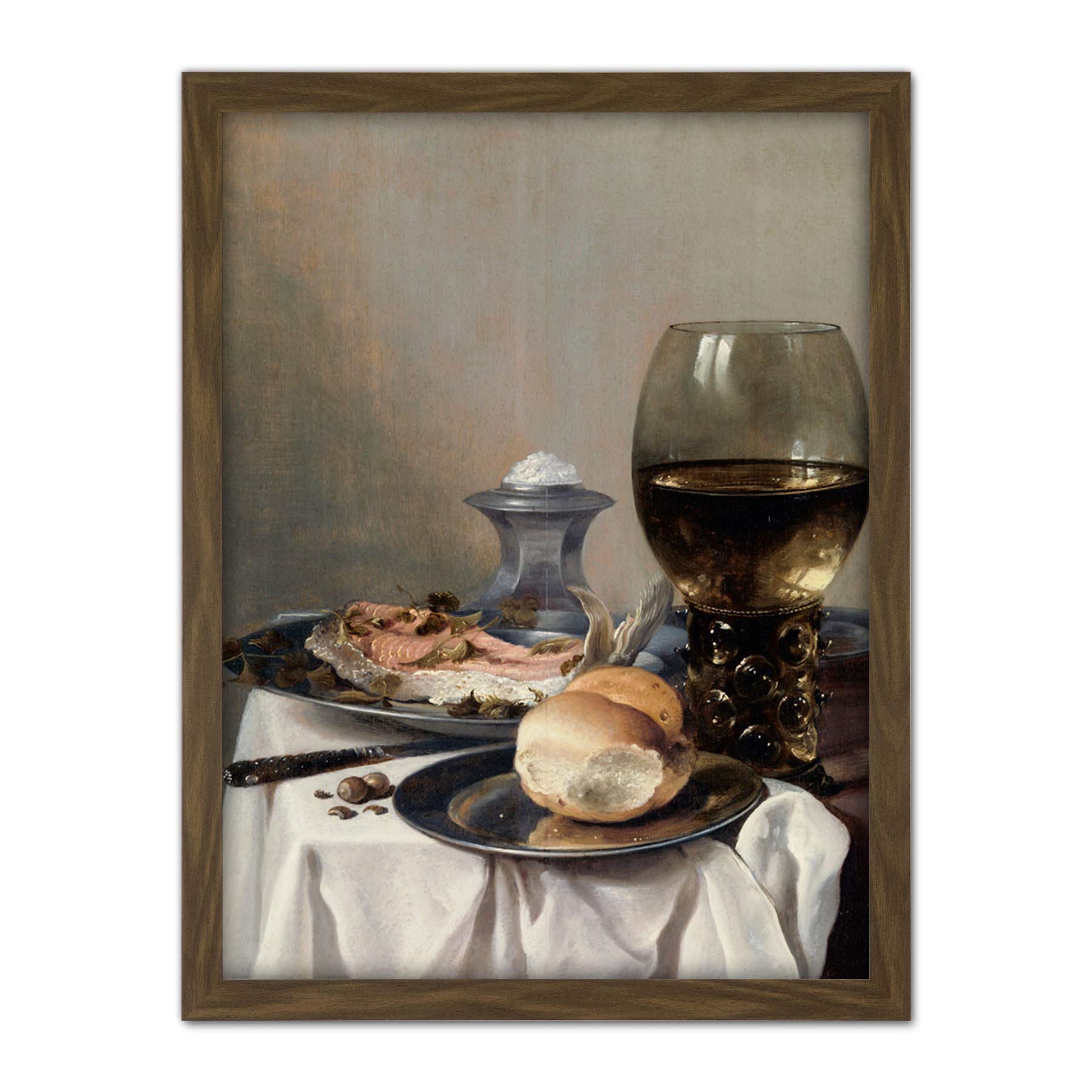 Artery8 Pieter Claesz Still Life With A Salt Realism Artwork Framed Wall Art Print 18X24 Inch