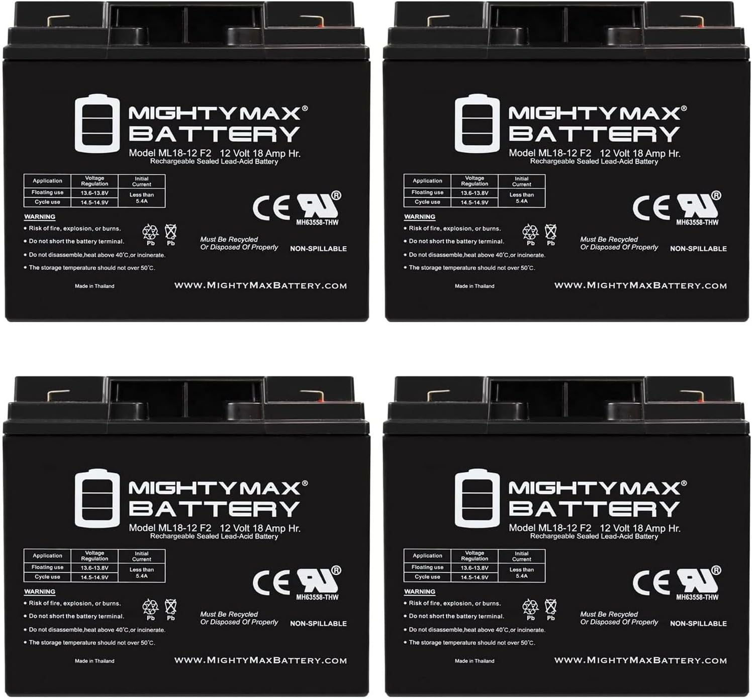 Mighty Max Battery 12V 18AH F2 SLA Replacement Battery for CSB EVX12200-4 Pack