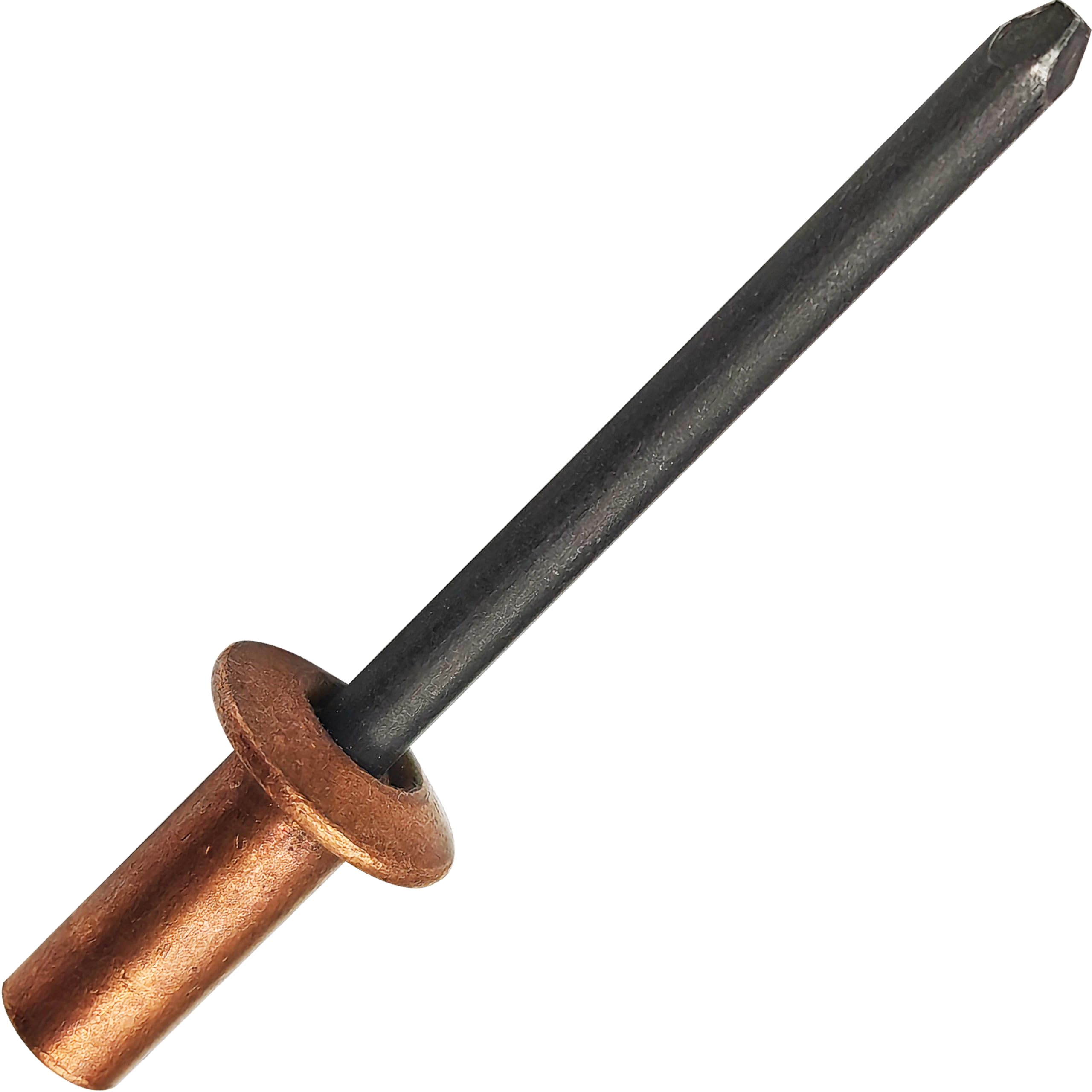 Kit de 60 remaches ciegos Pop impermeables con punta cerrada – 3 tamaños: Ø4,8 x 10/12/16 mm (20 por tamaño) – Cabeza abombada de cobre, portabrocas de acero