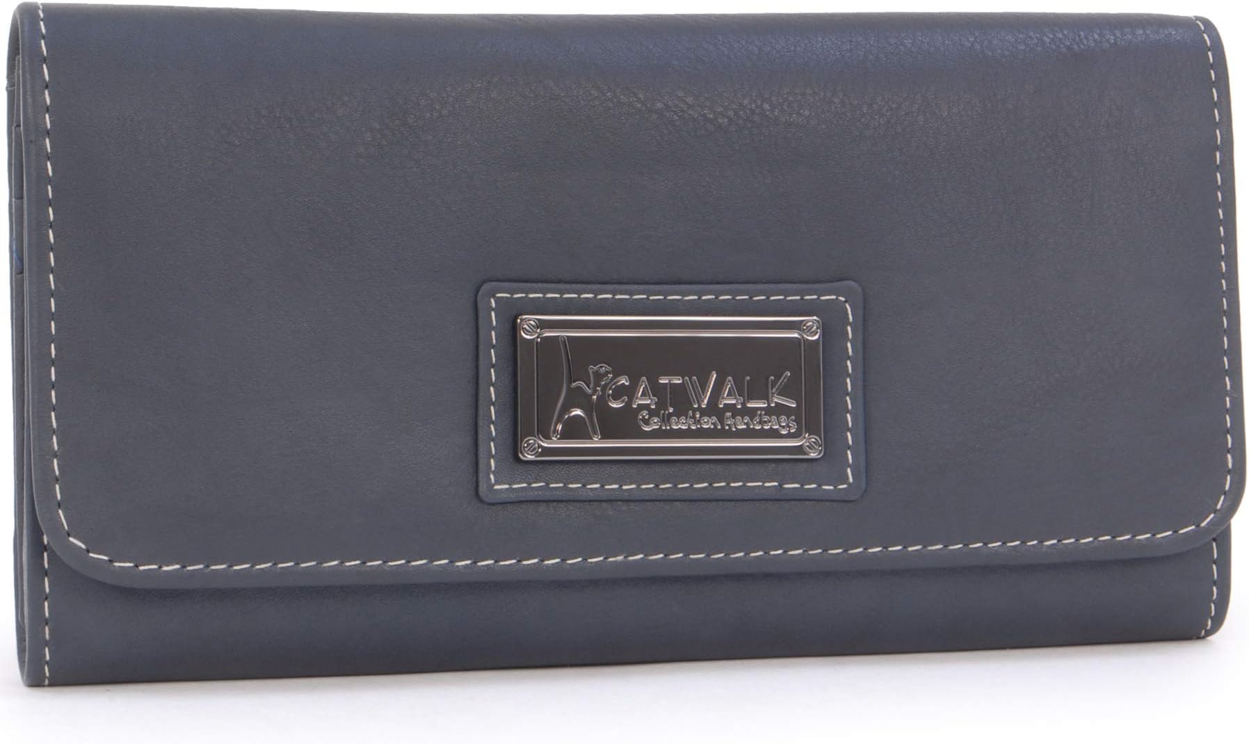 Large Leather Purse for Women - Ladies Wallet with 14 Card Slots & Zip Coin Pocket - RFID Protection - Gemma - Blue