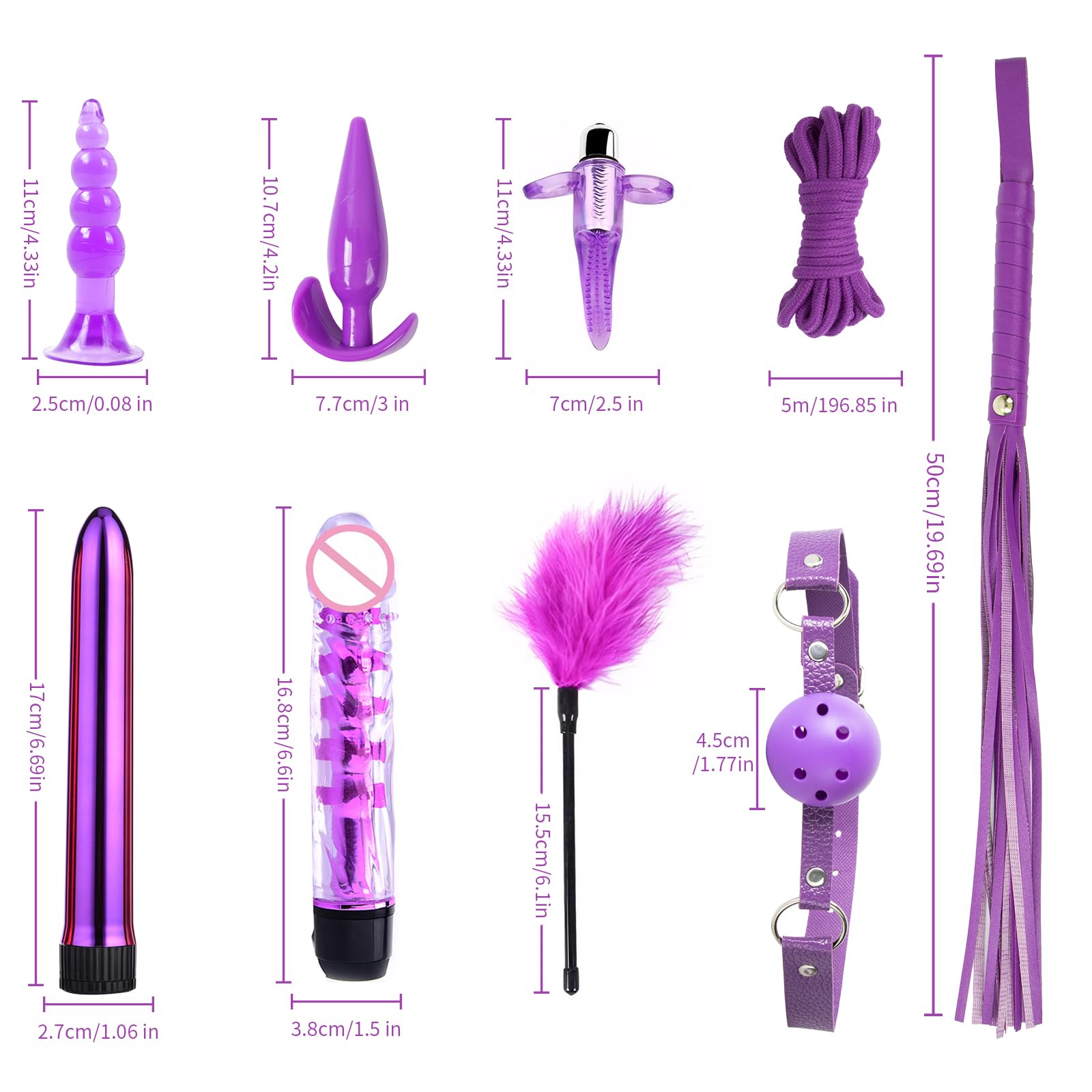 Ataduras Sex Bondage Kit BDSM Plug Anal Qoosea 17PCS Set de Juguetes Sexuales para Parejas Set Bondage Ajustable Juegos para Adultos para Parejas Set de Retención para Accesorios Sexuales (Morado)
