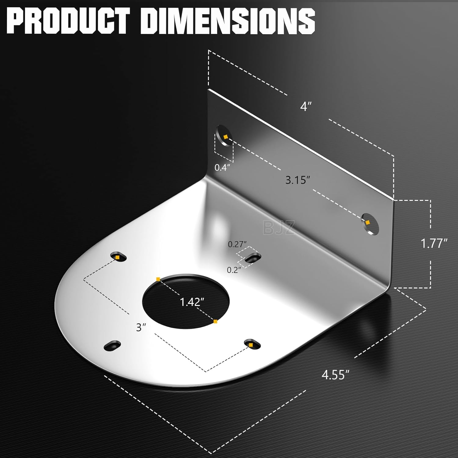 BJZ Watermelon LED Light Brackets, 304 Stainless Steel Mounting Brackets with Pre-Drilled Holes, Universal Watermelon Light L-Shape Holder for Car Truck Underglow Side Tail Roof Auxiliary Lights, 2Pcs