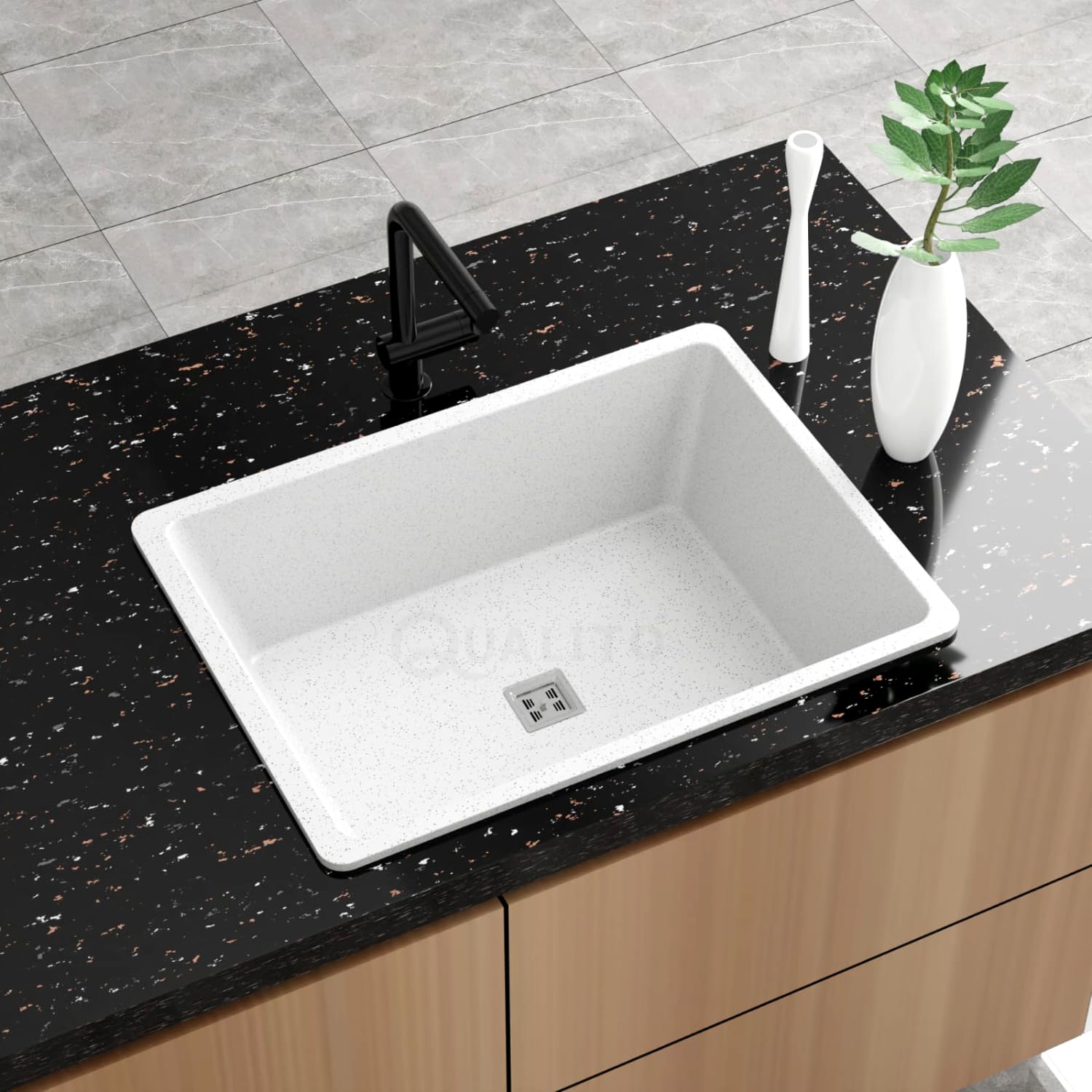 QUALITO Quartz Kitchen Sink - Durable & Soundproof -12