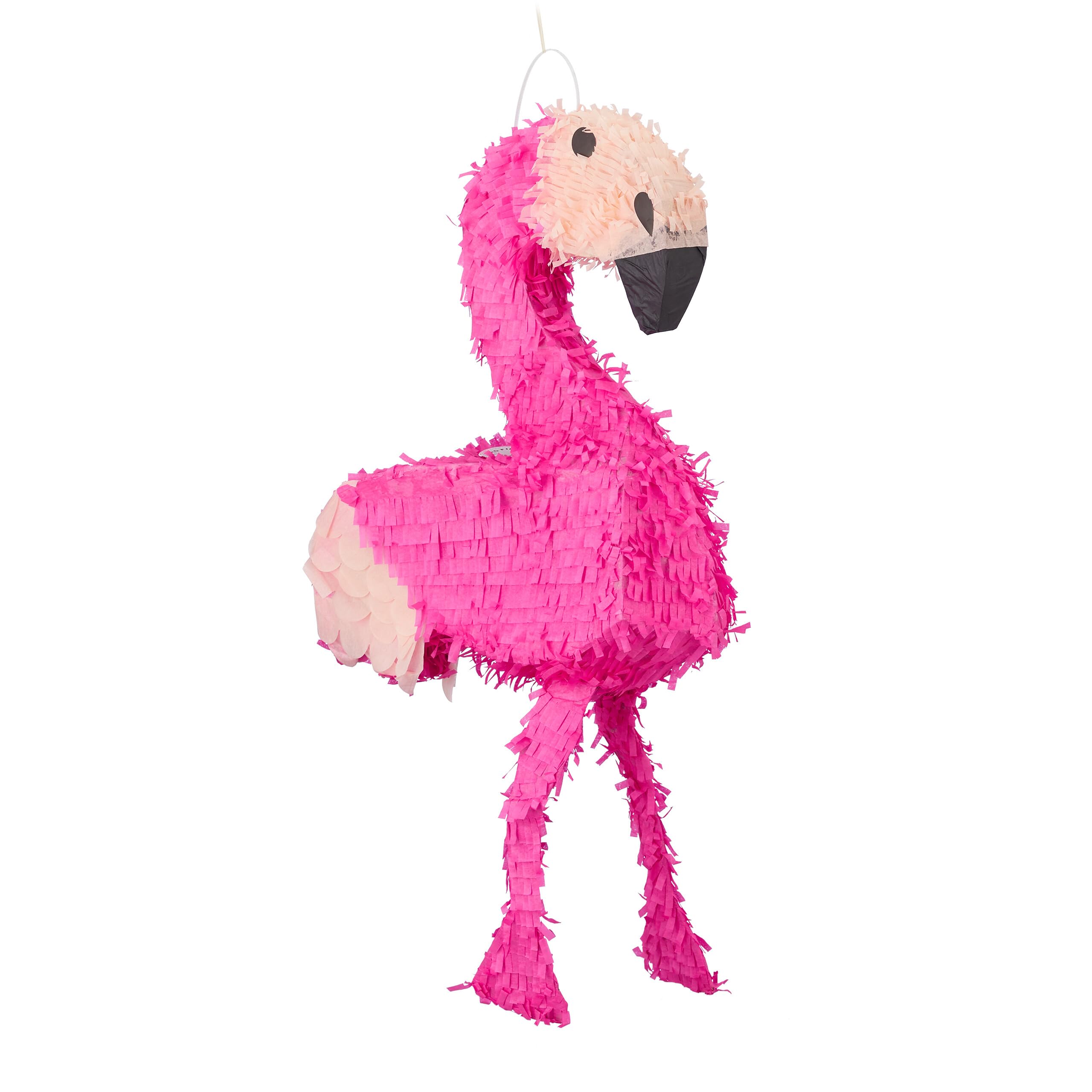 Relaxdays Hanging Flamingo Pinata, Children, Girls, Birthday, Fillable, HxWxD: 80 x 40 x 14 cm, Pink
