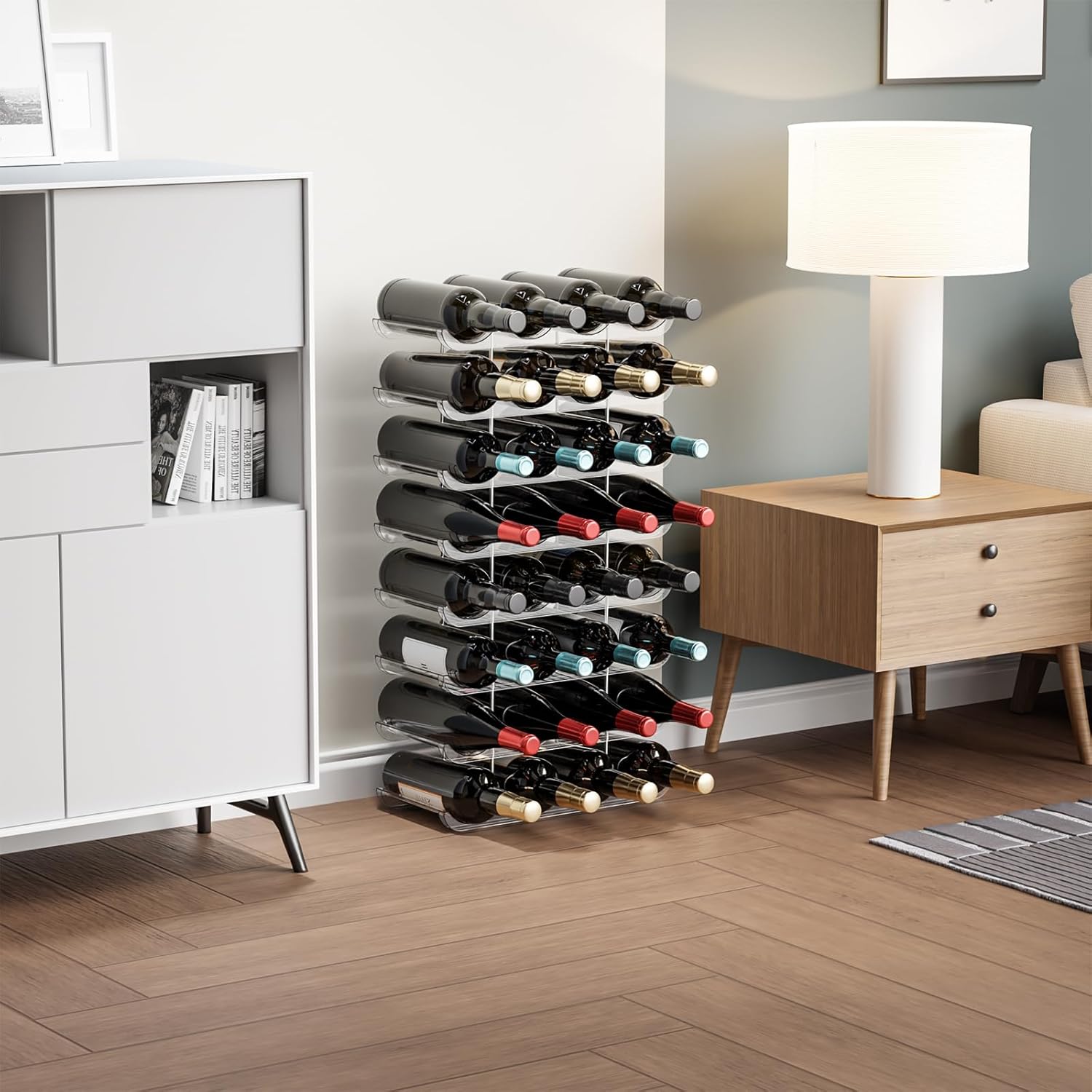 Yieach 2 Tier Stackable Wine Racks Countertop,Sturdy and Durable Wine Rack Free Standing Floor for Inside Cabinet,Clear Water Bottle Organizer and Wine Storage Racks Holder for Pantry,Table,Kitchen - Image 6