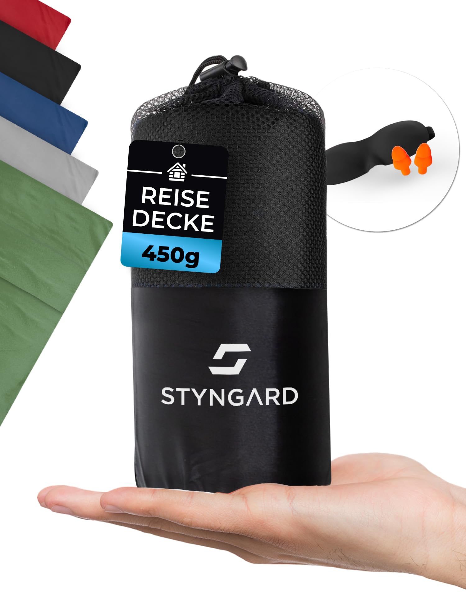 STYNGARD Reisedecke weich - Kuschel Camping Decke warm aus Fleece [450g] - Reisedecke Flugzeug [150 x 200cm] kompaktes Packmaß Modell Copenhagen