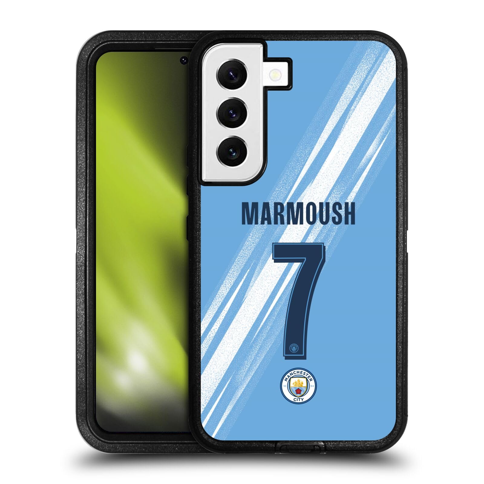 Head Case Designs Officially Licensed Manchester City Man City FC Omar Marmoush 2025/26 Players Home Kit Ultra-Armoured Shockproof Case [Military Grade] Compatible With Samsung Galaxy S22 5G