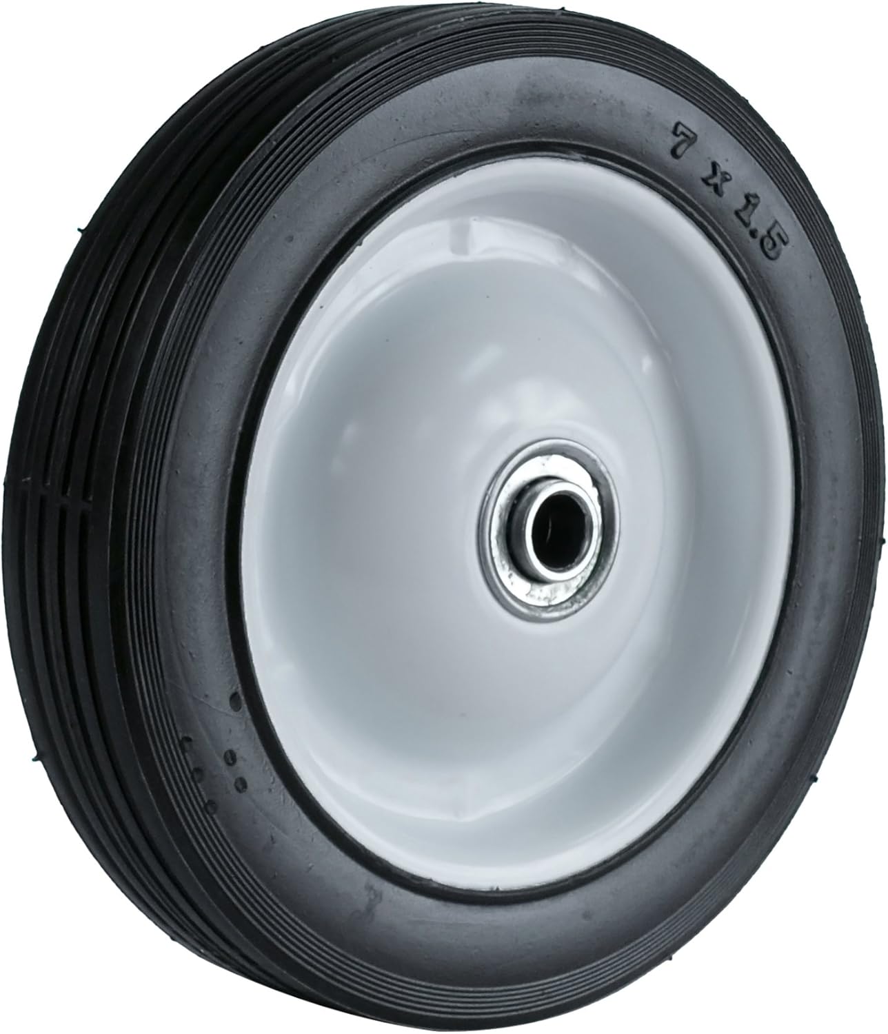 Martin Wheel 715-OF-R 7 by 1.50-Inch Light Duty Steel Wheel for Lawn Mower, 1/2-Inch Ball Bearing, 1-3/8-Inch Offset Hub, Rib Tread