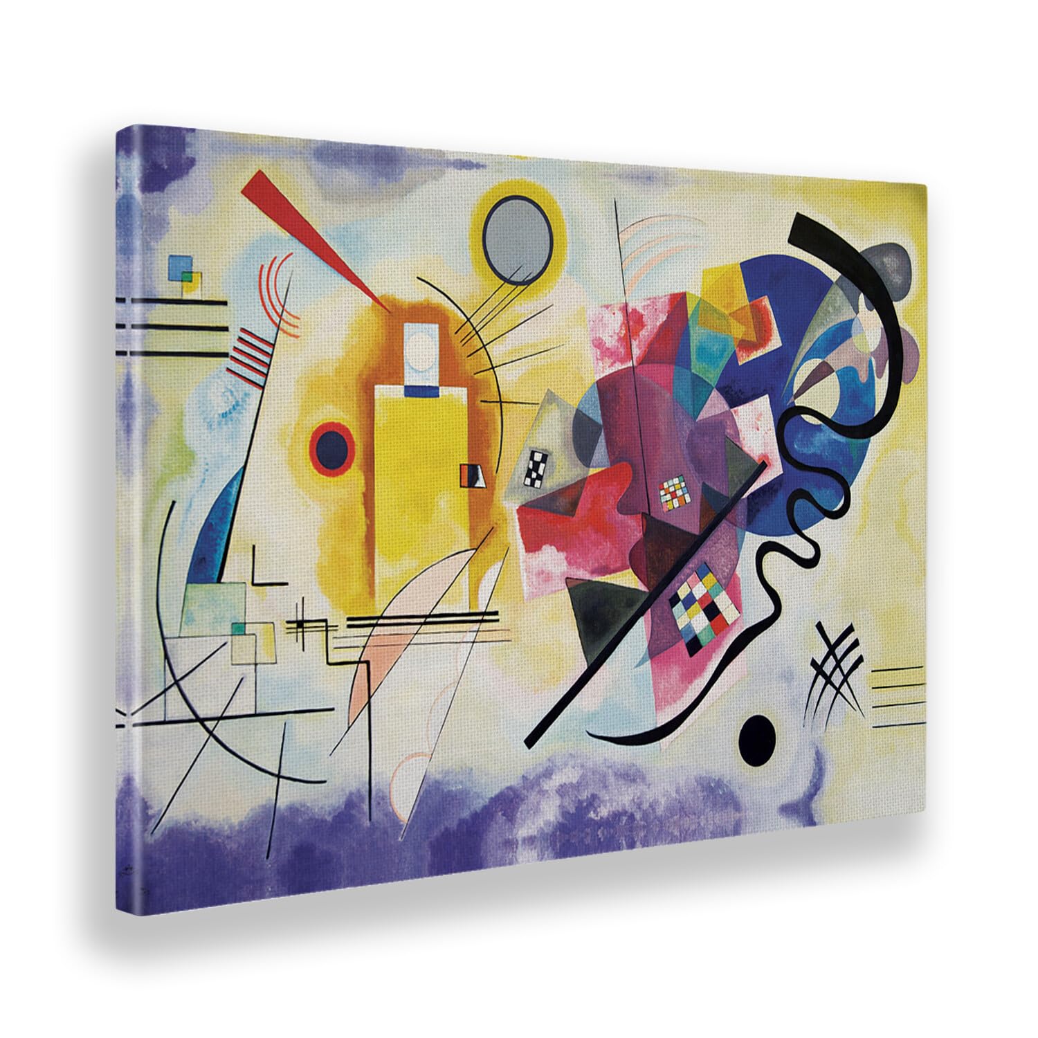 Giallobus - Quadro - Vassily Kandinsky - Giallo rosso e blu - Tela Canvas Telaio Standard - 100x70 - Pronto da appendere - Quadri moderni per la casa