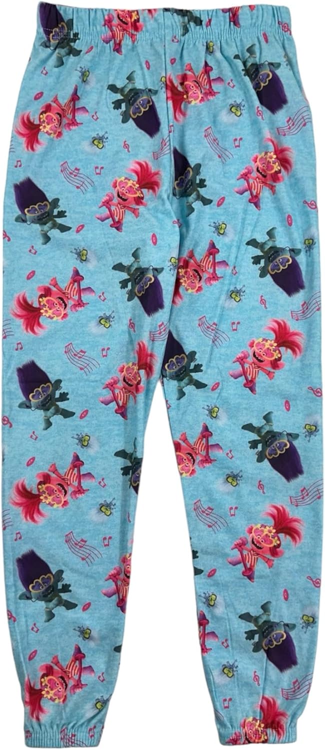 Trolls Little Girls' Two-Piece Pajama Set - Long Sleeve Top and Pants, Blue, 6/6X - Image 3
