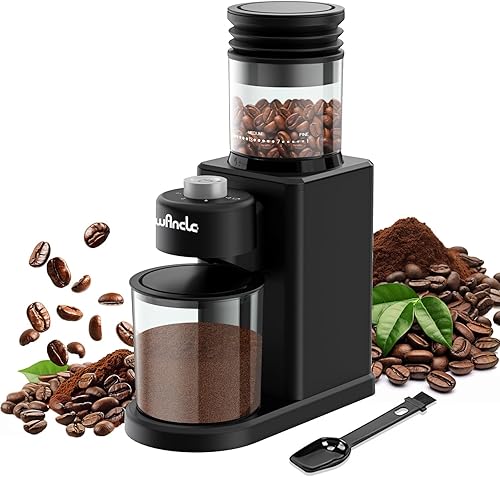 Wancle Molinillo de café cónico eléctrico – Molinillo de café automático compacto de 200 W con 25 ajustes ajustables, molinillo de café expreso de
