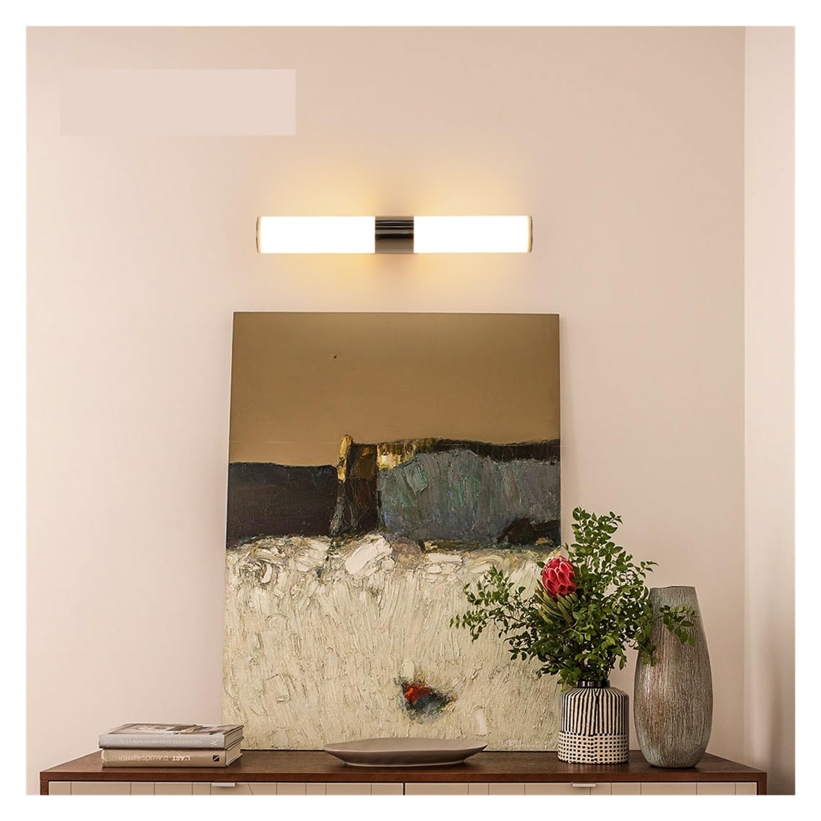 Apliques Para Cuadros Lámpara de pared Led Interior moderna, iluminación de baño, lámpara de pared montada en la pared, lámpara de pared nórdica de acero inoxidable(Warm,430mm)