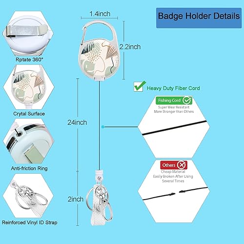 Miniatura 2 de Portatarjetas y carrete retráctil de alta resistencia, funda para tarjetas de identificación con clip de mosquetón, soporte para tarjetas de