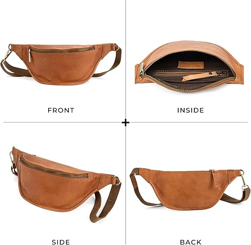 Miniatura 6 de Berliner Bags Cangurera de cuero genuino vintage Kai, bolso de cinturón, bandolera bandolera para hombres y mujeres - marrón