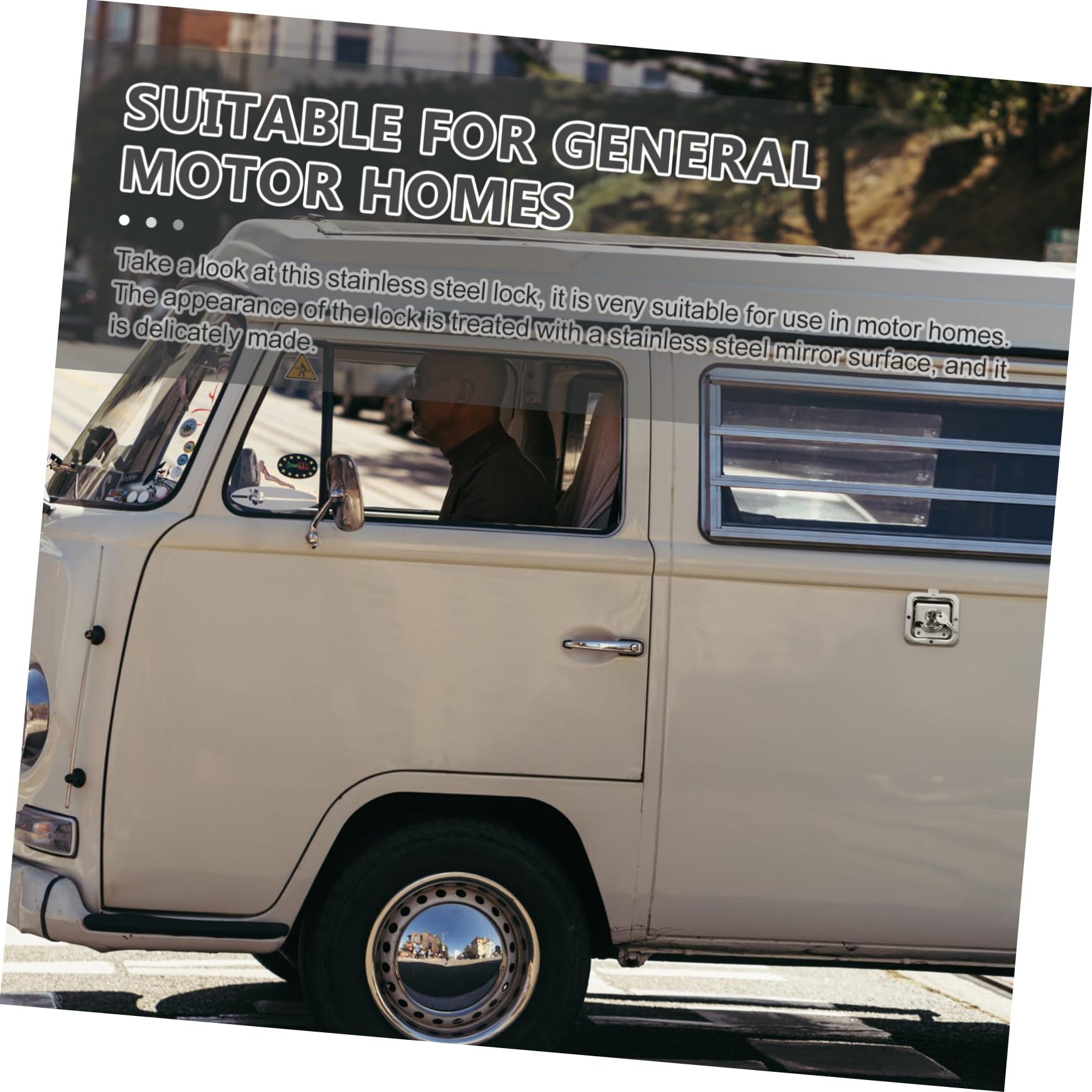 Cerradura de Placa de Acero Inoxidable para Autocaravana, 1 Juego