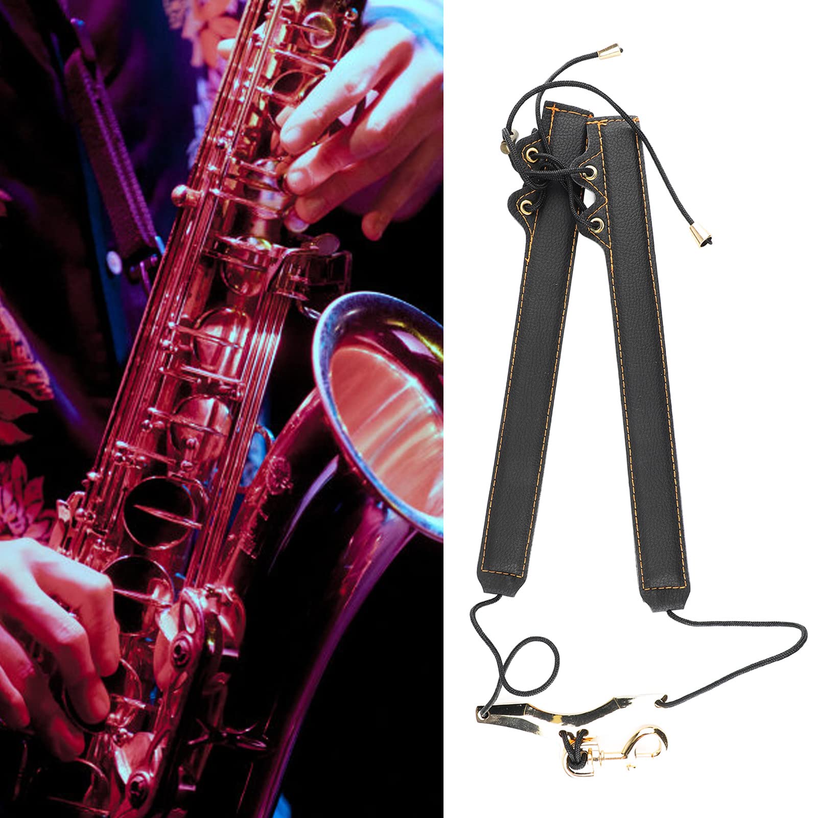 Tracolla regolabile per sassofono Comodo supporto per spalla imbottito per sassofono Oboe Clarinetto Fibra di poliestere Resistente 11,81 pollici