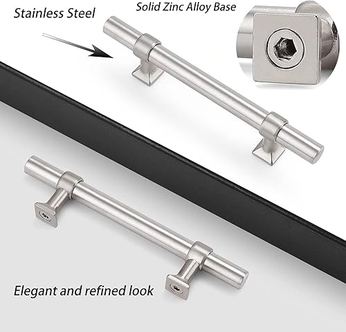 Miniatura 3 de knobelite Paquete de 25 tiradores de gabinete de acero inoxidable de 3.5 pulgadas, manijas de gabinete de cocina de níquel cepillado, pomos para