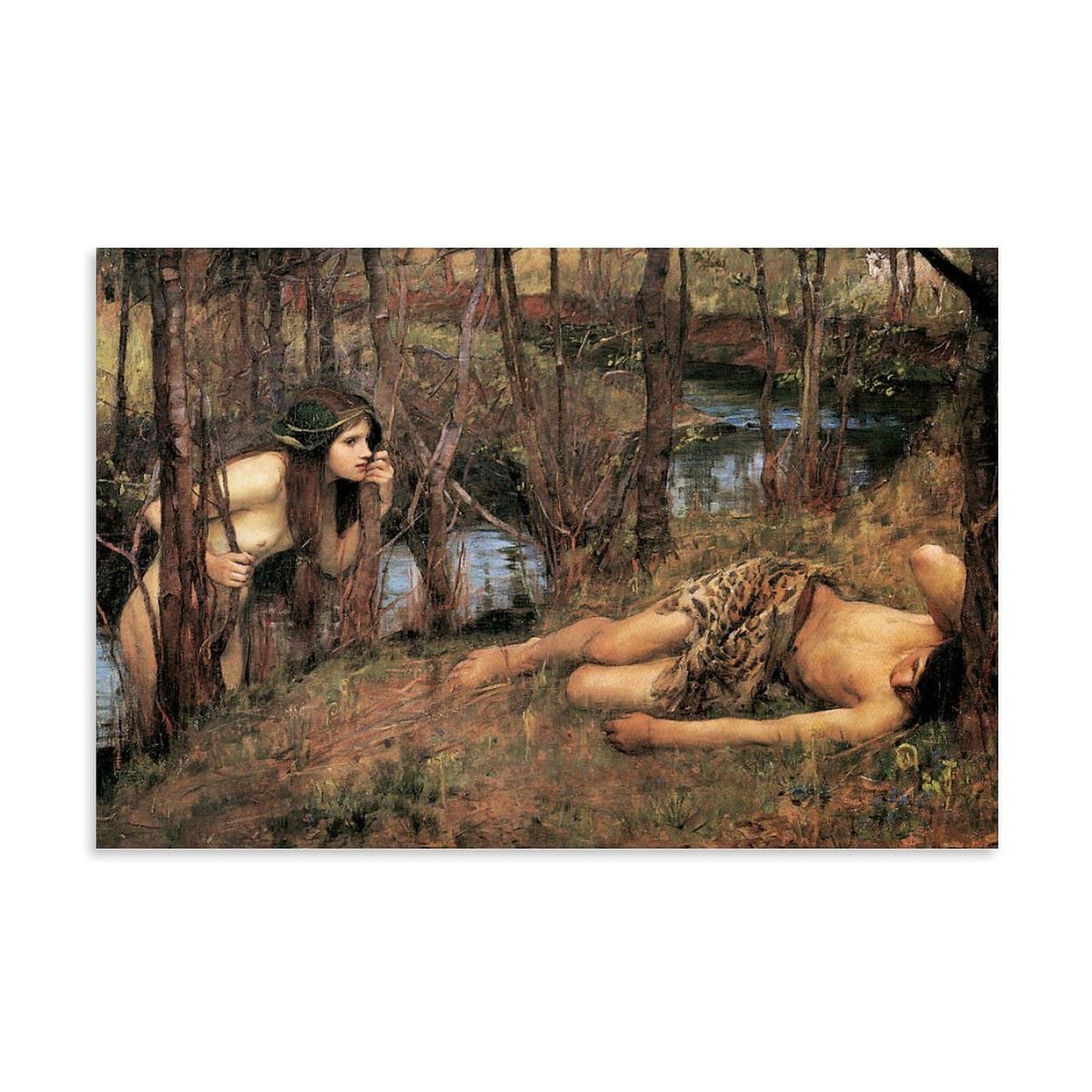 Xuxuecc Unframe John William Waterhouse Wall Art Prints Paintings Poster A Naiad Or Hylas With A Nymph 1893 Artworks Canvas Room Aesthetic Wall Art Prints Home Modern Decor 20X30inch(50X75cm)