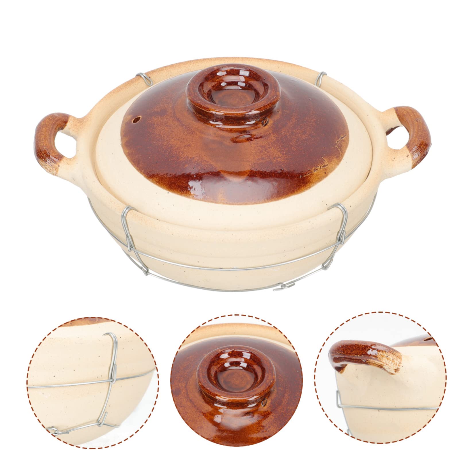 Sosoport Olla Doméstica de Barro Asa Única, Capacidad 0.5l, Transferencia Uniforme de Calor y Superficie Antiadherente para Guisar Comida en Cocina Casera