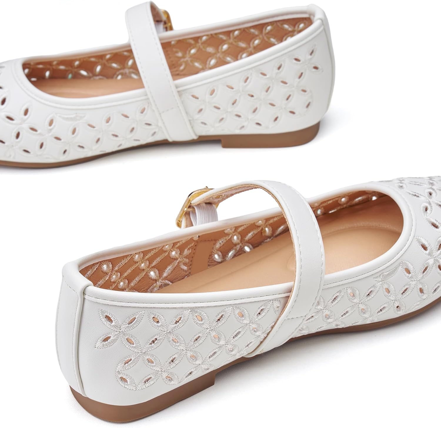 Trary Mary Jane Shoes Women, Hollow Flats for Women, Ballet Flats Shoes Round Toe Mary Jane Flats, Ankle Strap Flats Shoes Dressy Comfortable - Image 4