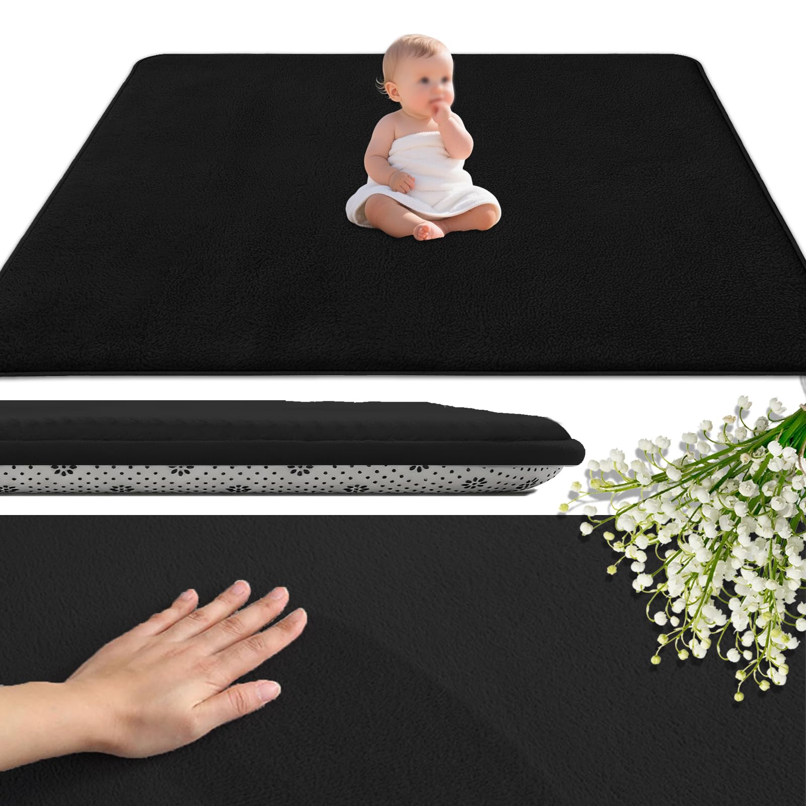 Antypoślizgowy wyściełany dywanik dla dzieci zmywalny 120 x 160 cm mata dla dziecka 3 cm wypełniona gąbką z powierzchnią, mata do zabawy dla dzieci podłoga do pokoju dziecięcego Tatami