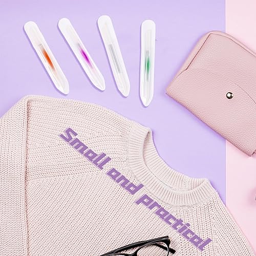 Miniatura 6 de heemeei 4 piezas de empujador de cutículas de vidrio, palito de manicura de doble extremo, lima de vidrio empujador de cutículas de cristal,