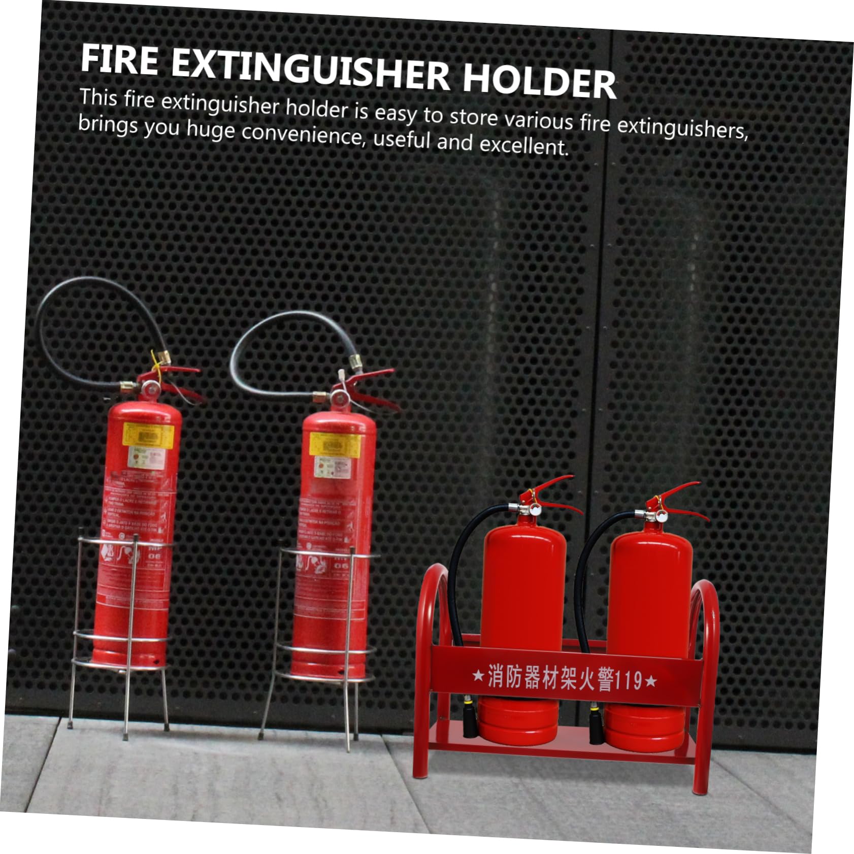 Soporte Metálico para Extintor de Incendios 2-4kg Rojo | Hierro de Alta Resistencia, Estructura Simple y Robusta, Uso en Oficina y Centro Comercial Estilo Aleatorio