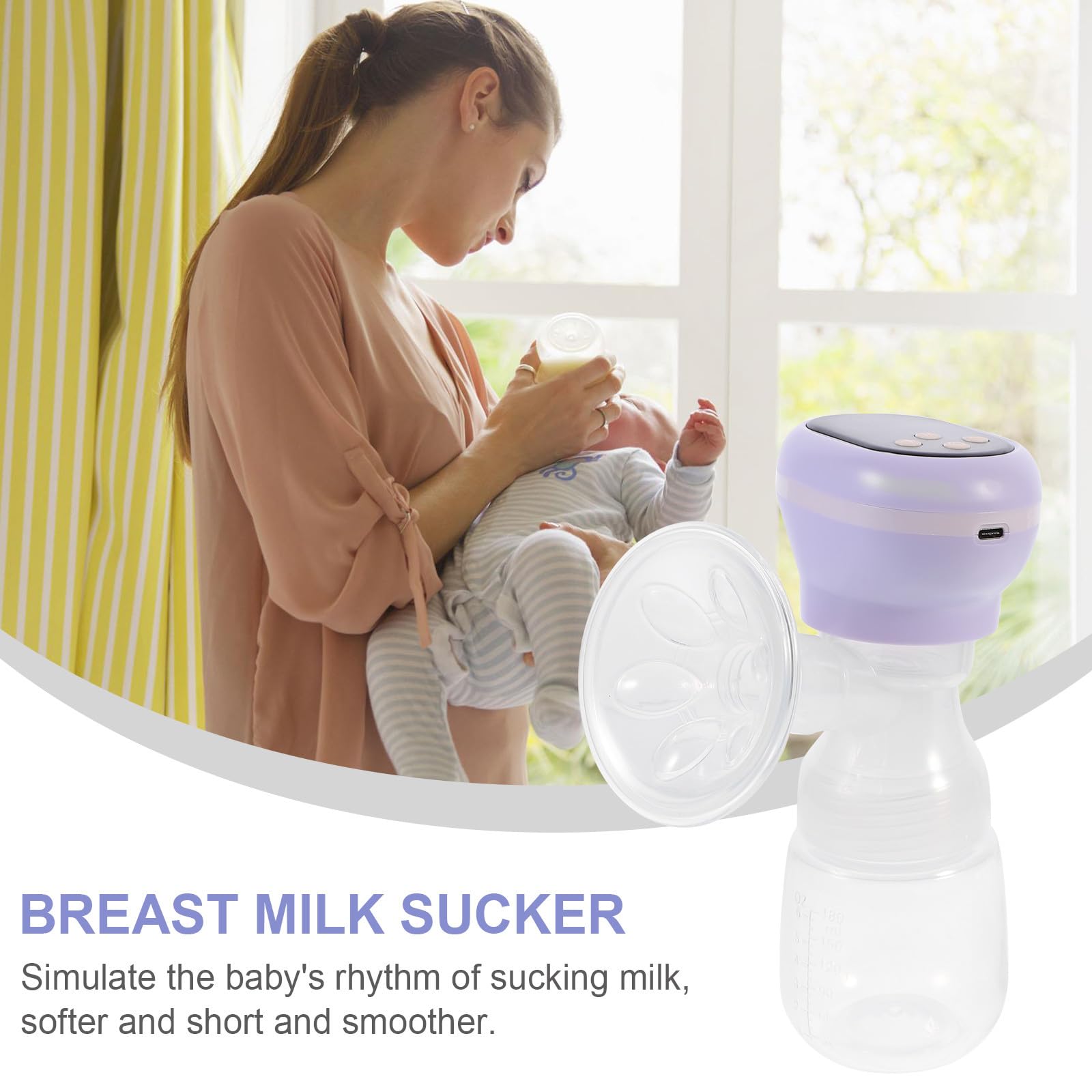 Abaodam Extractor de Leche Eléctrico Unilateral Silencioso, Bomba de Ordeño Eléctrica Ajustable 9 Niveles, Silicona Segura, Color Púrpura, Accesorio para Lactancia Materna en Casa