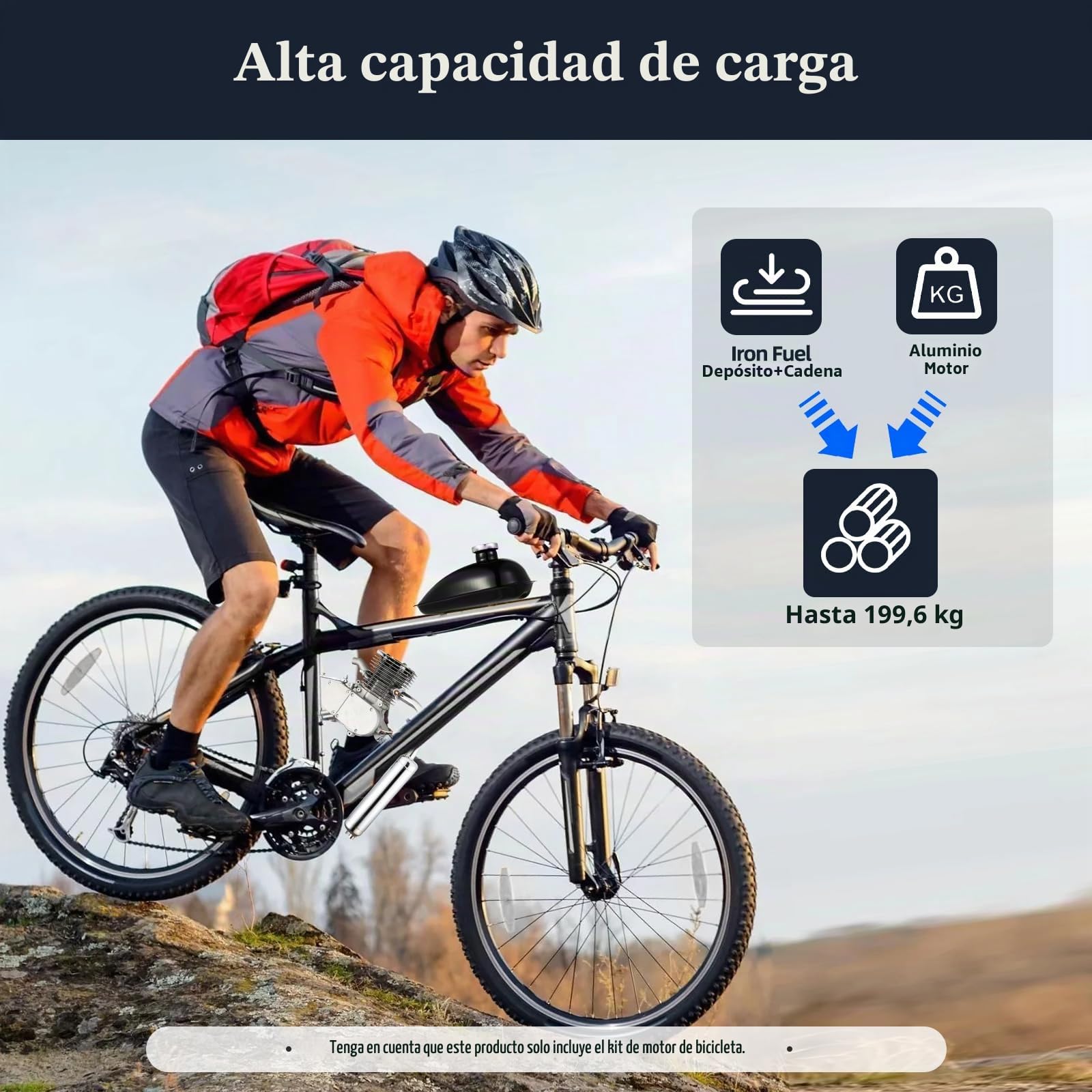 Kit de motor de gasolina para bicicleta, 2 tiempos, motorizado, motor auxiliar, 36 dientes, piñón motorizado, 100 cc