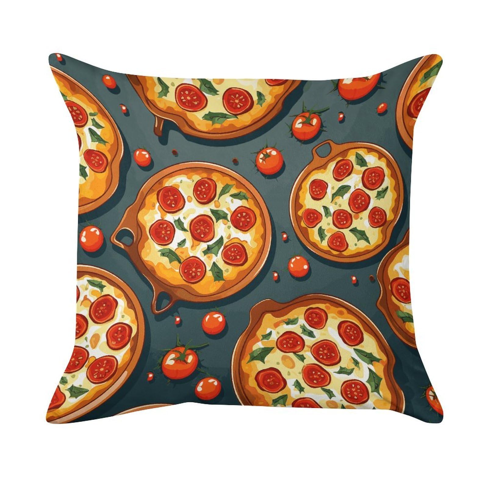 FekiLoot Pizza Food Pillowcase Velvet Throw Pillow Cover Ultra Soft Lumbar Pillow Shells Square Cushion Cases with Zipper Luxury Cozy Pillows Shams for All Seasons