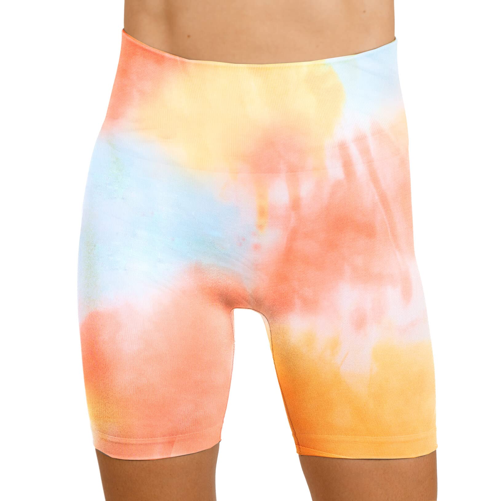 MAXXIM Women's High-Waisted Seamless Compression Biker Shorts - Tie Dye and Solid Ideal for Gym, Yoga, Running, and Fitness
