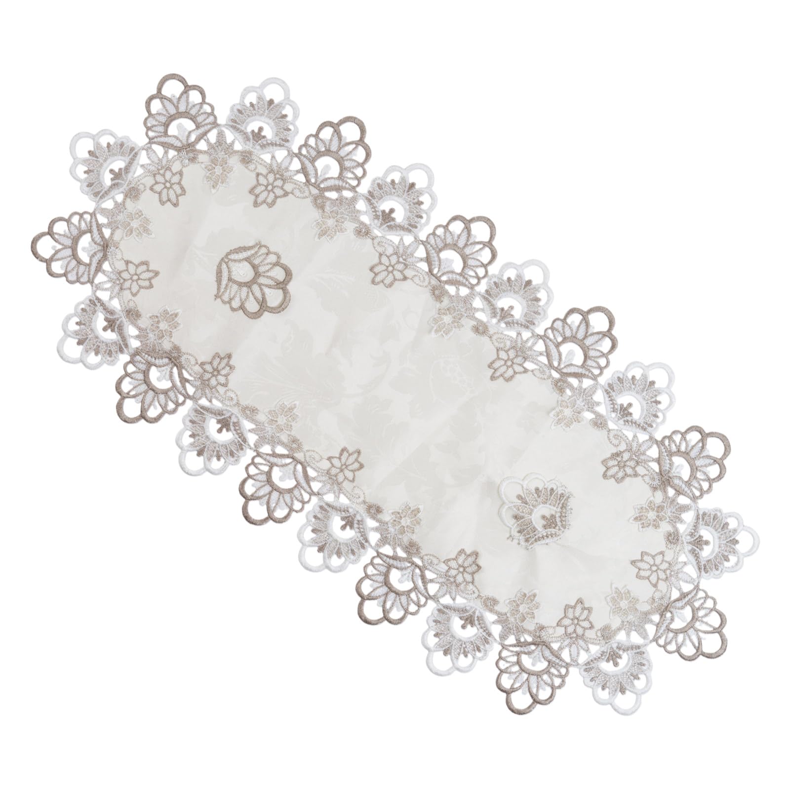 NVOQILIN Stylish Coffee Table Cover Polyester Fabric Decorative Tablecloth Embroidery Flower Lace Doily for Dining Use Stylish Table Runner