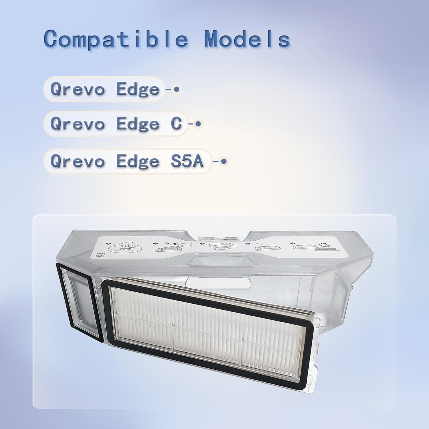 Replacement Dust Box Dustbin Compatible with Roborock Qrevo Edge, Qrevo Edge S5A, Qrevo Edge C Robot Vacuum Models, Accessories, Spare Parts, Dust Box with HEPA Filter