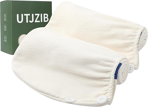UTJZIB Hair Towel Wrap 2 Pack for Women,Super Absorbent Ant Cloth Fabric Hair Dr