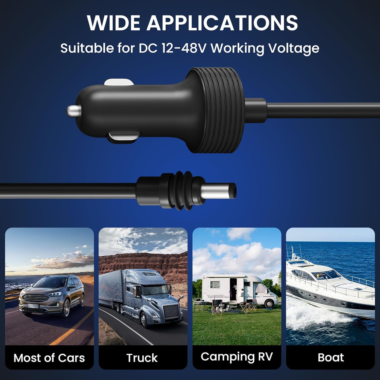Starlink Mini kabel 12 V – 12-48 V do gniazda zapalniczki samochodowej na DC kabel zasilający adapter do ładowania Star Link Mini samochodów, kamperów, ciężarówek i statków (3 m)