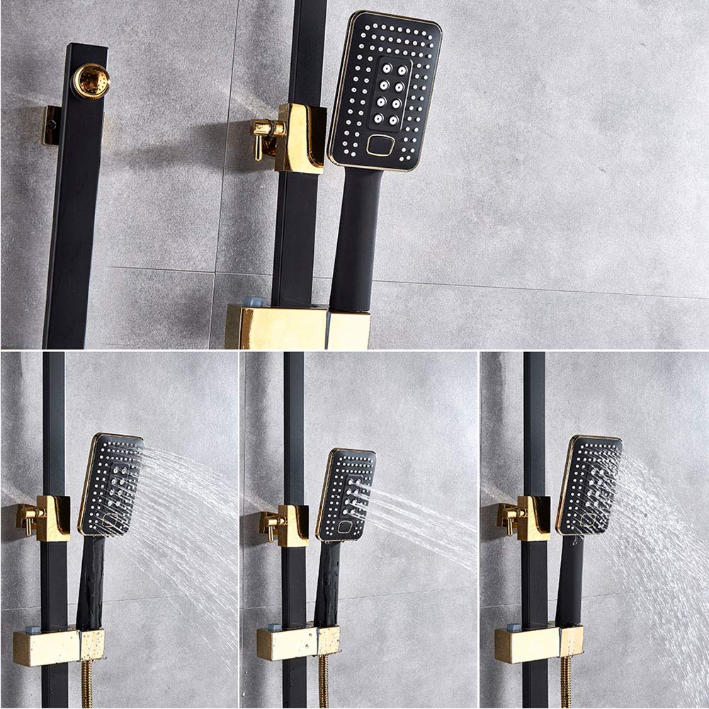 Grifo de Ducha de Lujo Cromado Negro, Mezclador de latón con rociador de bidé, chorros Laterales de SPA, Ducha, caño Giratorio para bañera, Ducha de baño, Blanco Dorado, grifos Dom