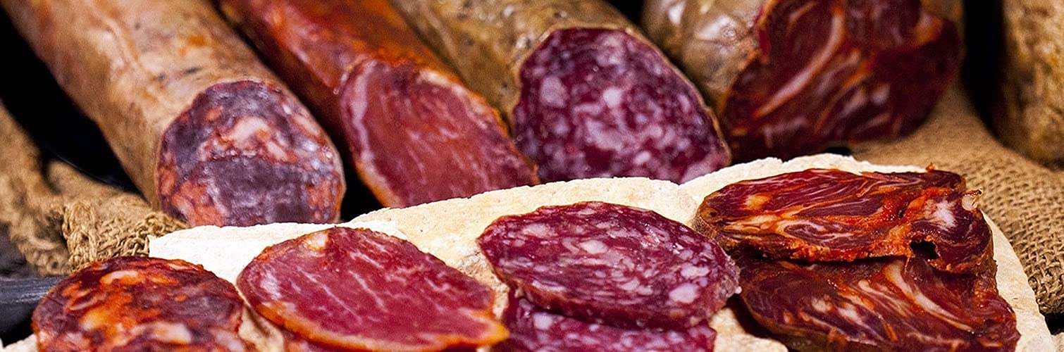 Lote Surtido Gourmet Gran Reserva Duroc + Ibérico Bellota 600 g — 6 Sobres — Jamón Duroc + Chorizo + Salchichón Ibérico Bellota — Cert. Hycer Guijuelo — aBeiou