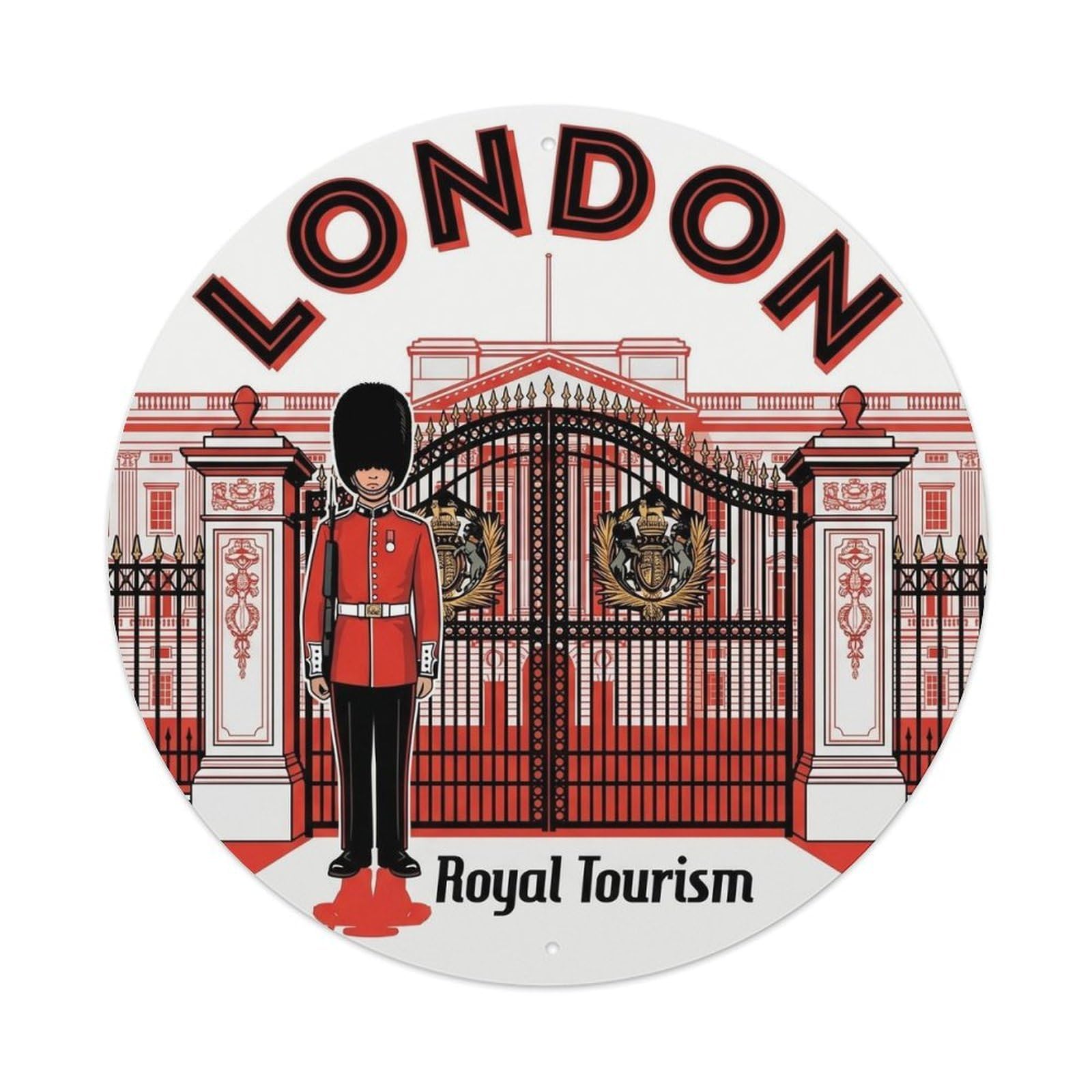 England Guard Tourism Historic Classic Destination Heritage Metal Tin Sign Plaque Wall Decor for Cafe, Man Cave, Club Bar, Office, Home Garden Round Metal Poster 8x8Inch