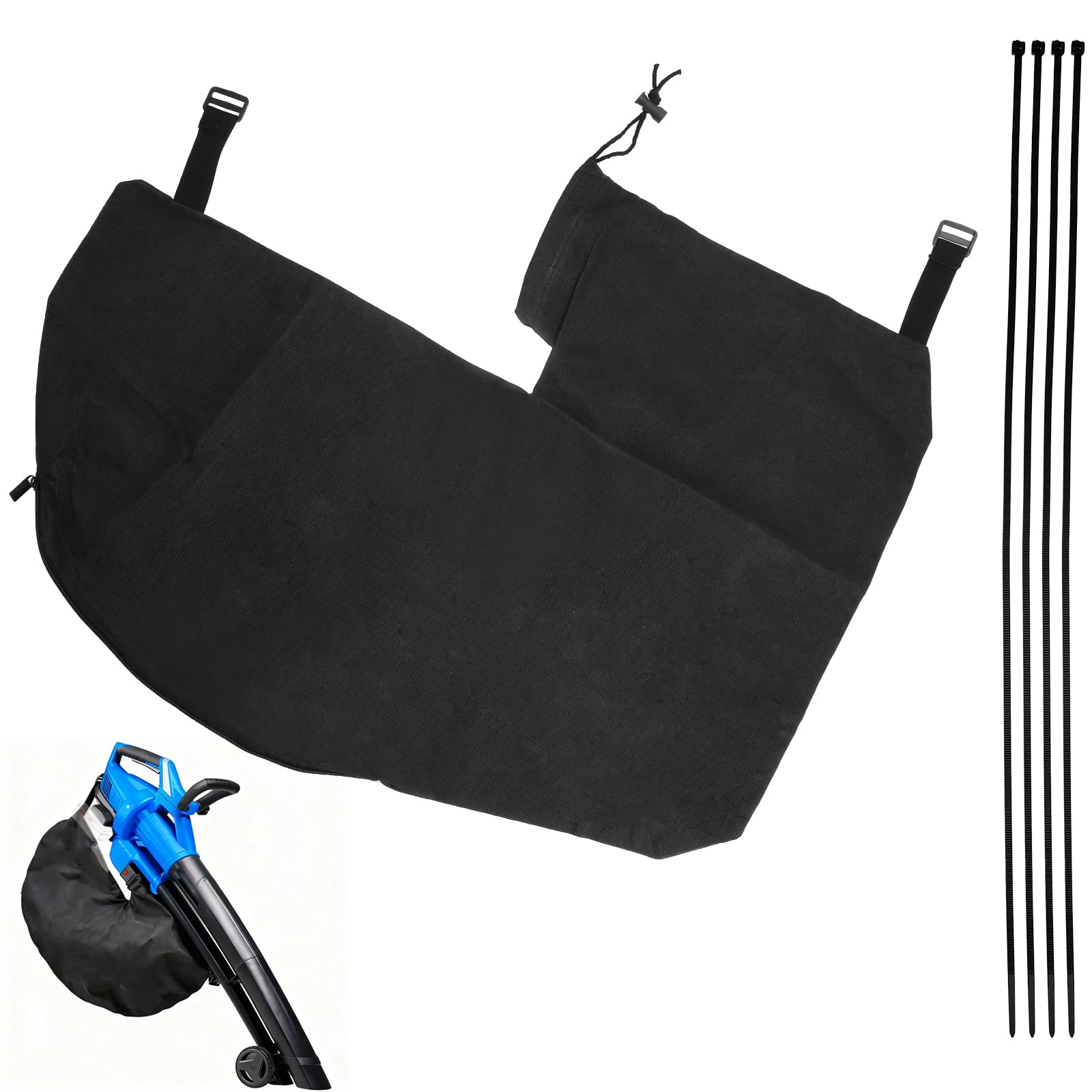 Bolsa Aspiradora Hojas Compatible GE-CL 36 Li E Solo Gardenic Hof 3000W | Cremallera Resistente, 4 Bridas Incluidas, Bolsa Aspiradora Universal Reutilizable Lavable, Ideal Jardín, Patio Césped