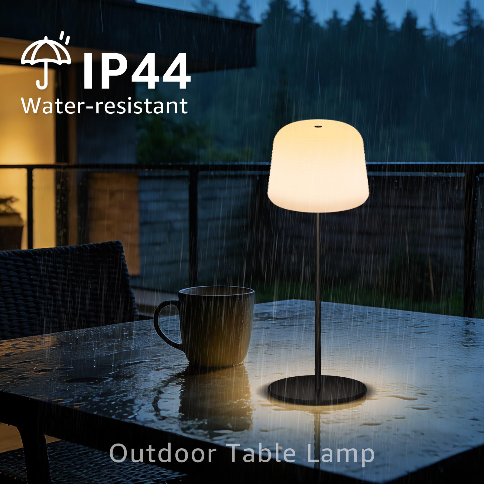 2 Stück 3-in-1 LED Tischlampe Kabellos, Mini Dimmbare Nachttischlampe Mit Touch, USB Aufladbar Mit Akku, 3 Stufen Warmlicht Mit Speicherfunktion, Schutzart IP44, Für Indoor Und Outdoor